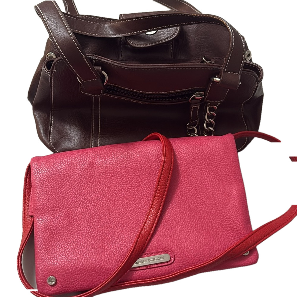 Bags Bundle Elegant Brown & Pink/Red Faux Leather Women's Bags